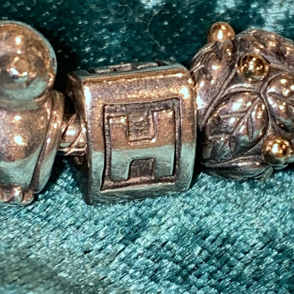 Authentic Retired Pandora Silver 3 sided “H” Charm